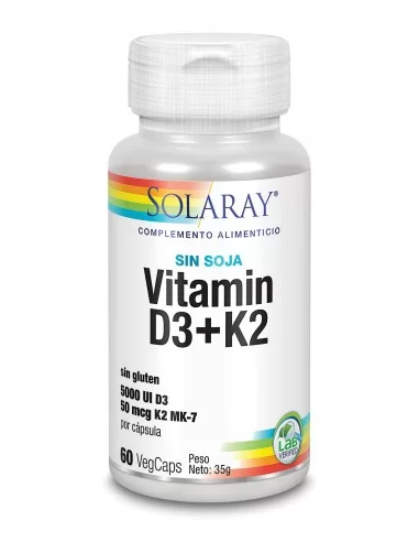Solaray Vitamina D3 y K2 60 Vcaps 5000 Ui - 2